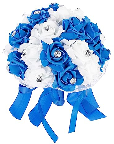 GRIRIW Blauer Künstlicher Brautstrauß aus Pe Schaum, 1 Stück für Hochzeit