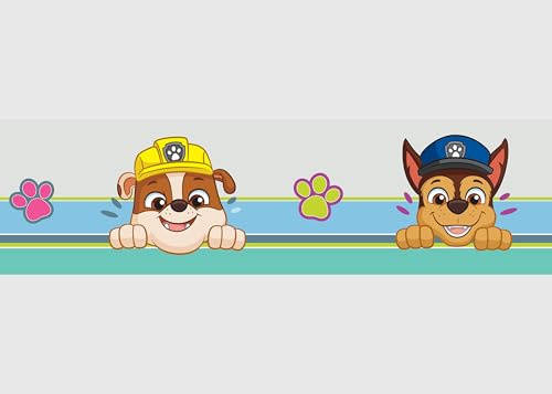 AG Design Selbstklebende Bordüre Paw Patrol, AWBD 8013 | Wasserfest Kinderzimmer Wand Dekoration | Wandbordüre für Mädchen und Junge | Folie, Mehrfarbig | Breite 500 cm x Höhe 13.8 cm