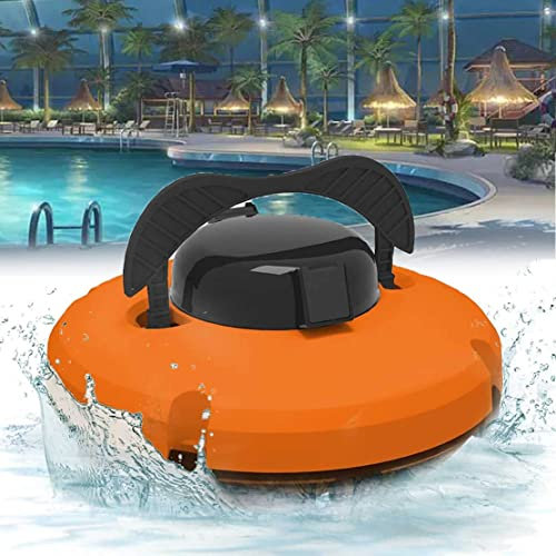 CYMYYDS Swimming Pool Cleaner Robot, Automatic Vacuum Cleaner for Above Ground Pool & Inground Swimming Pool, with Top Handle, Powerful Suction Lasts 120Mins,Orange