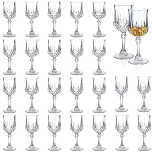 Soopiiso Set di 24 bicchieri da liquore, 50 ml, bicchierini da shot con stelo, bicchierini per tequila, sherry, bicchierini da sherry, bicchierini da shot sfusi