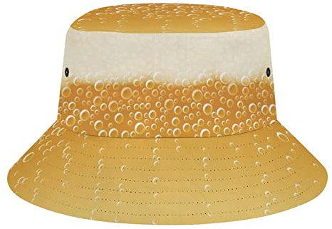 Zltegako Lustiger Fischerhut für Lebensmittel, Obst, Gemüse, Fischer, Outdoor, Sommer, Strand, Reisen, verstaubar, lässig, für Damen und Herren, Bier, One size