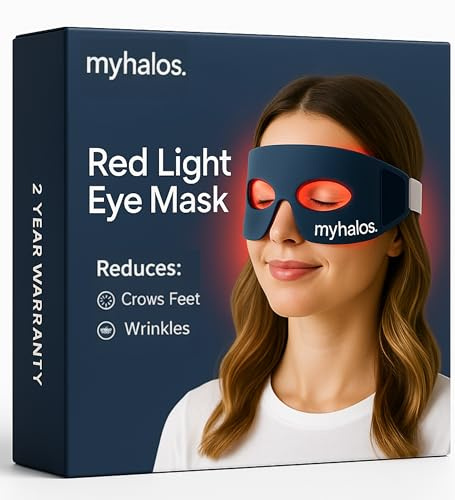 MyHalos® Light Therapy Mask - LED Eye Mask for Wrinkles, Dark Circles & Crows Feet - Red Light Therapy for Eyes