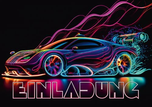 Edition Colibri 10x Auto Rennen Einladungskarten Kindergeburtstag Junge Mädchen – Rennwagen & Formel-1, 'Einladung' – Einladung Kinderparty & Geburtstag, A6, ohne Umschläge