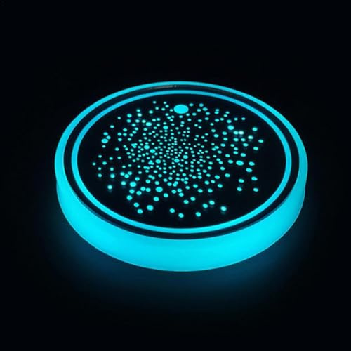Luci portabicchieri, luci LED per portabicchieri per auto - Cuscinetto per tazza illuminato con 7 colori cangianti per autoveicoli - Cuscinetto per tazza impermeabile con luce d'atmosfera interna a LE