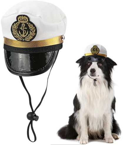 FERCAISH Verstellbarer Haustiere Kapitänsmütze, Seemann Hundemützen, Kapitan-Hut für Hunde, Halloween Katzen Yacht Hüte, Für Kleine Hunde Katzen Häschen