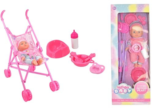 Lullaby Baby Doll Pram & Accessories Toy - Two Designs One Sent at Random