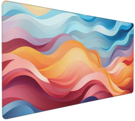 Gaming Mauspad XXL Farbe Mousepad 1000x500x4mm Welle Verlängertes Mauspad Schreibtischauflage,Genähte Kanten Mauspad,Verbessert Präzision und Geschwindigkeit Wasserdicht Geeignet für Büro und Spiele