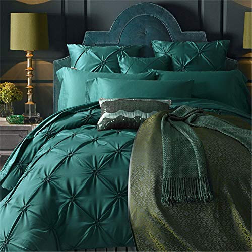 HYRTHAFSDF Plissierte Seidenbettwäsche-Sets, King-Queen-Size-Hochzeitsbettbezug-Set, Bettlaken, Kissenbezüge, Bettbezug, Bettwäsche, Rot, 220 * 240CM