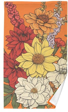KLL Weiche Baumwollhandtücher, Blumen, Dahlie, Gladiolen, Orange, weiche Handtücher für Badezimmer, Workout, Gäste, Badetücher, Gesichtshandtücher, 40,6 x 71,1 cm