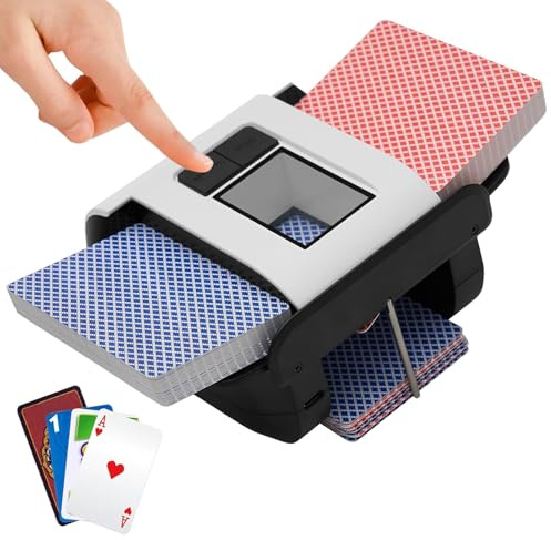 Mélangeur automatique de cartes, 1 à 2 plats, modes manuel et automatique, batterie rechargeable 2000 mAh, faible bruit pour poker, UNO, Blackjack, Skip-Bo, Phase 10, Texas Hold'em, Belote