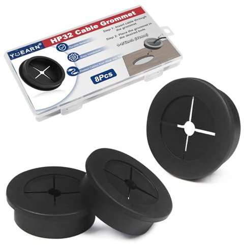 Cable Cord Grommet 32mm (1-1/4) - 8 Pcs Professional Wire Grommet, ABS Plastic Cable Management for Office Desk, Conference Room, Multi-Device Setup