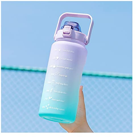 IWENZHKPA Bottiglia Acqua 2L Bottiglia d'Acqua di Grande capacità con la Paglia Scale Scale Promemoria Telefinta Space Space Cup for Sport all'aperto Fitness Borraccia Palestra(D-Purple)