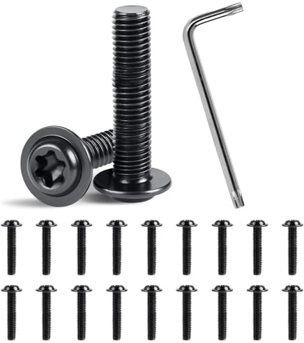 MIGUBIGU 20 Stück Flachkopfschrauben Torx M8 x 25 mm mit Torx Schlüssel, Linsenkopfschrauben m8, Edelstahl A2 V2A Schrauben Vollgewinde, Flanschschraube für Möbel, Fahrzeuge, Industriebau