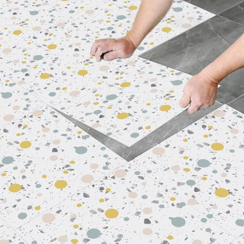 Credence Adhesive Terrazzo Coloré Pvc - Carrelage Adhésif Mural Cuisine & Salle De Bain, Stickers Auto-Adhésifs Imperméables Pour Mur, Stickers Carrelage 8 PC(30x30cm)