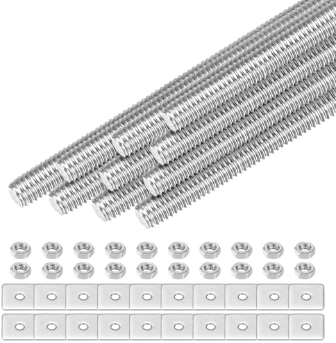 M METERXITY 10-Set Fully Threaded Rod, M3x70mm 304 Stainless Steel Right Hand Thread Bar Studs with Nuts and Washers for Furniture Anchor Bolts/Clamps/U-Bolts, Metric Threaded Screw
