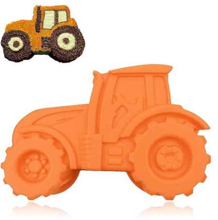 Traktor Backform Traktor Kuchenform Silikonform, Multifunktional, Wiederverwendbar, Zur Herstellung Von Kuchen, Brot, Schokolade, Dessert, Pudding (Orange)
