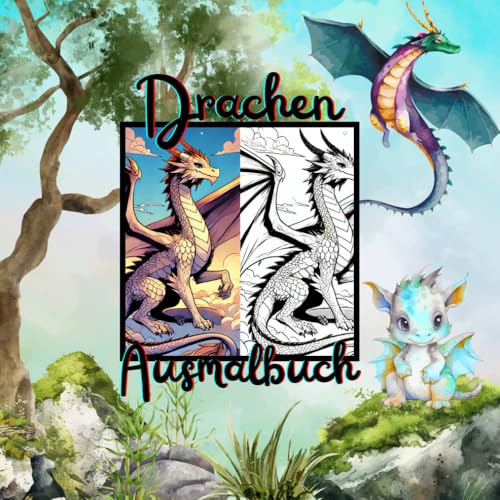 Drachen Ausmalbuch: Magische Drachen zum Ausmalen – Fantasievolle Malvorlagen für Kinder ab 4 Jahren: Mit feuerspeienden, fliegenden und niedlichen ... und Träum. Perfekt für Unterwegs oder Daheim.