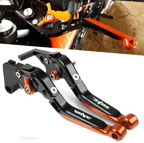 QJY-Motor Part-Store Motorrad Bremshebel und Kupplungshebel Set CNC Aluminium für DUKE 125 390 DUKE 200 250 2011-2017 2018 2019 2020 -Schwarz/Orange