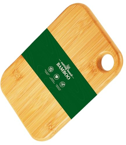 CUSWARE Small Bamboo Chopping Board, 22.8 x 15.2 cm Mini Cutting Board with Hanging Hole, 1.5 cm Thick Wooden Kitchen Board for Preparing Fruit, Vegetables, Snacks & Serving Cheese