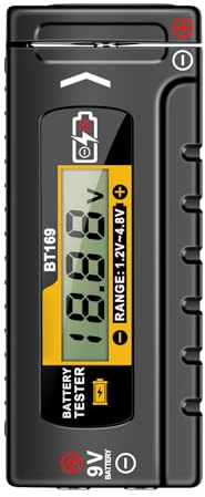Uoqpty Comprobador De Baterías | Equipo Comprobador de Pilas - Medidor Analizador con Pantalla Digital | para Uso Doméstico AA AAA C D 9V Pila de Botón Mantenimiento Diario de Dispositivos