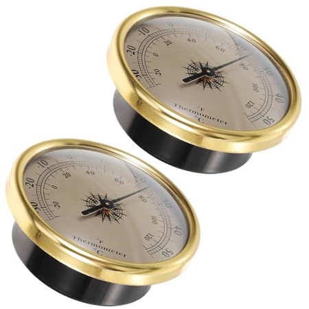Sewroro Termometro Vintage Rotondo in Metallo 2 Pezzi Indicatore di Temperatura Fahrenheit per Interni ed Esterni Quadrante Compatto per Giardino Serra e Auto Stazione Meteorologica