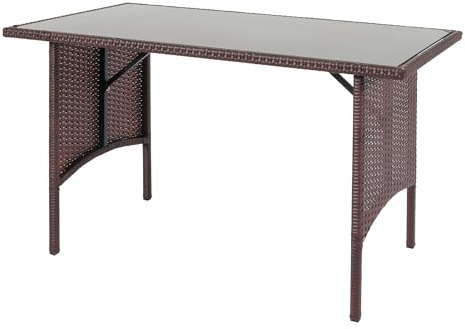 PROREGAL Poly-Rattan Esstisch, HxBxT 68,5x112x60 cm, Gastronomie, Braun, Esszimmertisch Gartentisch Tisch