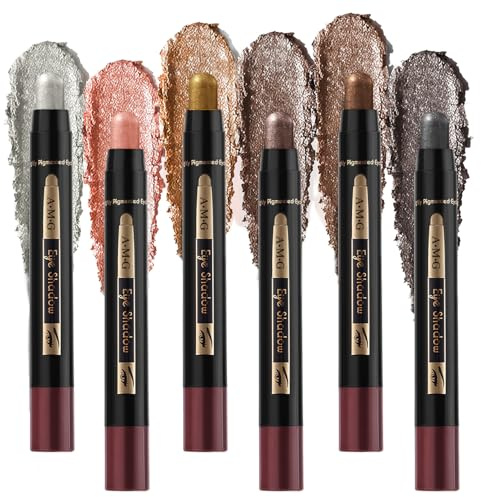 Flintronic 6PCS Eye Shadow Sticks Set, Waterproof Eyeshadow Stick, Highlighting Pigmented Eye Shadow Pencil Crayon, Soft Creamy Matte Shimmer Long Lasting Eyeshadow Pencil for Daily Makeup