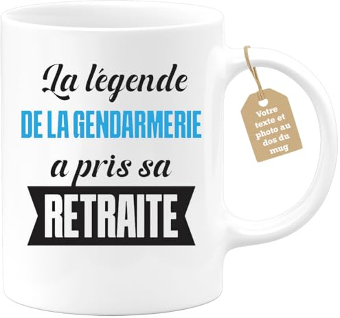 quotedazur Café-Croissant - Mug Personnalisé Tasse Cadeau Noël La Légende De La Gendarmerie A Pris Sa Retraite - Blanc/Céramique