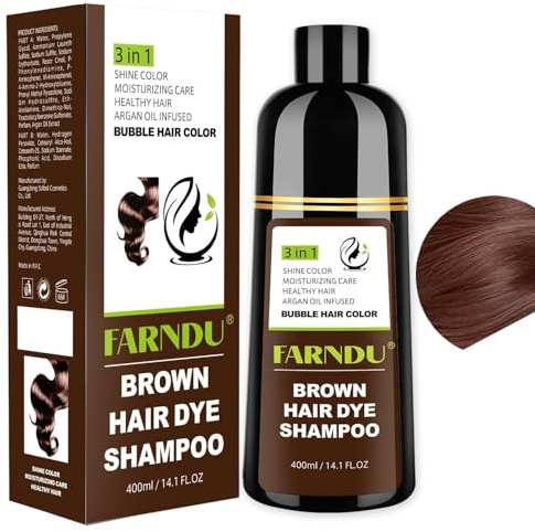Haarfarbe Braun Haarfärbeshampoo, Haarfarbe Shampoo 3 in 1 | Hair Dye Shampoo für Frauen und Männer zur Abdeckung grauer Haare