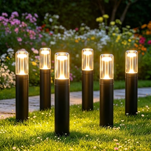 Glitzerlife LED Wegeleuchte Außen Gartenleuchte 6ER 40cm Pollerleuchte