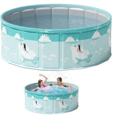 Piscina pieghevole in PVC, portatile, 160 x 160 x 45 cm, piscina pieghevole per bambini, per animali domestici, ragazzi, ragazze, giardino, terrazza, interni, esterni, prato, in famiglia