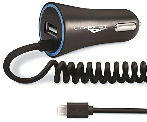 Co-Pilot CPCE6 1M Universal Micro USB In-Car Mobile Phone Charger, For All Smartphones, Additional USB Port