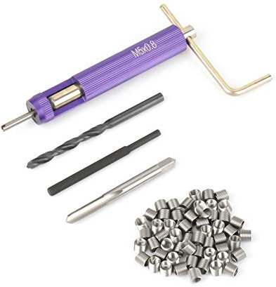 Kit di inserti per la riparazione della filettatura in acciaio inossidabile M5 * 2D da 50 pezzi Set di attrezzi manuali compatibili per la riparazione automatica