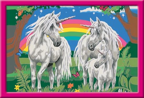 Ravensburger CreArt Fabelhafte Einhornwelt - Malen nach Zahlen ab 9 Jahre | Malset mit Rahmen, Pinsel und Acrylfarben, Geschenk für Mädchen und Jungen
