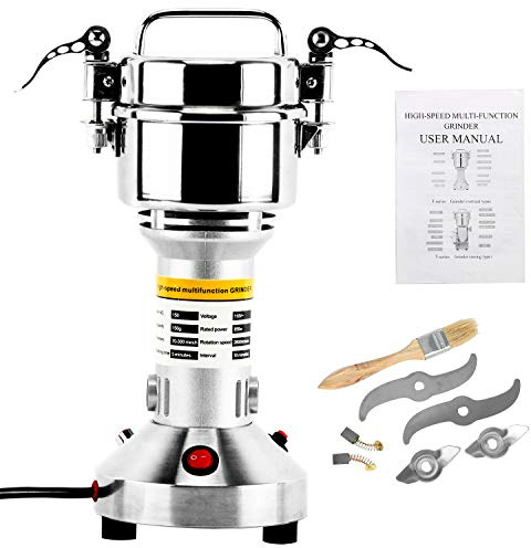 Homend High Speed 150g Electric Grain Mill Grinder Powder Machine Spice Herb Grinder 850W 70-300 Mesh 28000RPM Stainless Steel Commercial Grade for Kitchen Herb Spice Pepper Coffee (150g)