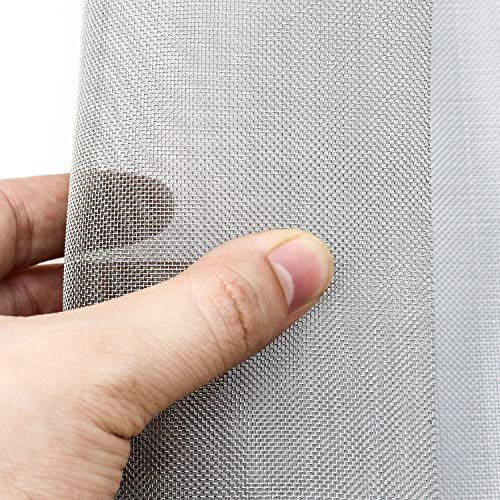 QWORK Drahtgeflecht, aus 304 Edelstahl, Wire Mesh 30 Mesh, 30 x 60 cm, metallgitter feinmaschig, 0.6 mm Löcher, für Nagetiere Fenstergitter Maschendraht Filternetz, 2 Stück