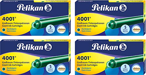 Pelikan Tintenpatronen groß, 20 Etuis mit 5 Großraum-Patronen (Dunkelgrün)