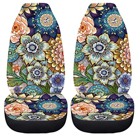 Coloranimal Autositzbezug für Frauen, Boho-Vorderkissen, hohe Festigkeit, Autositzbezüge, Dekoration, geeignet für Fahrzeuge