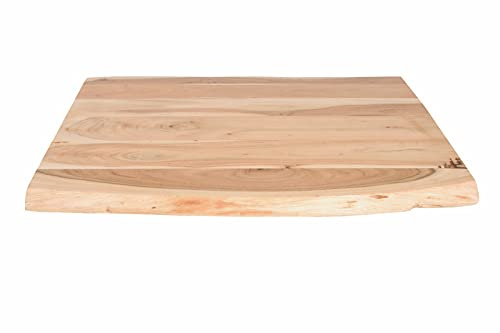 SAM Holzplatte Tom 60x60 cm Akazie Natur lackiert Baumkante Tischplatte | stilvolle Baumkanten-Platte, Akazienholz naturfarben massiv, pflegeleichtes Unikat