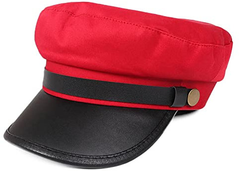 DongBao Herren Damen Schiebermütze kapitänsmütze Baskenmütze Schirmmütze Barett Mütze, Einheitsgröße, Rot