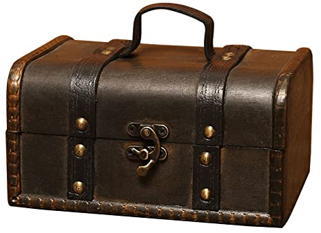 Schmuckkästchen Retro Schatztruhe Vintage Holz Aufbewahrungsbox Antike Stil Schmuck Organizer for Kleiderschrank Schmuckschatulle Schmuckkasten Schnalle Schmuckkästen (Color : Grau)