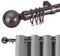Hafaa Curtain Poles Plain Metal Ball Adjustable Decorative Window Curtain Pole Includes 160 to 300 cm Extendable Curtain Rod, 60mm Size Classic Finials, Rings, Brackets & Fittings Set, Black Nickel