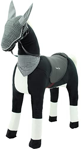 Sweety Toys 13937 plysch stående häst säkerhet! Stabil robust XXL jättehäst höjd 125 cm häst ridhäst med stålbas svart med flugmask