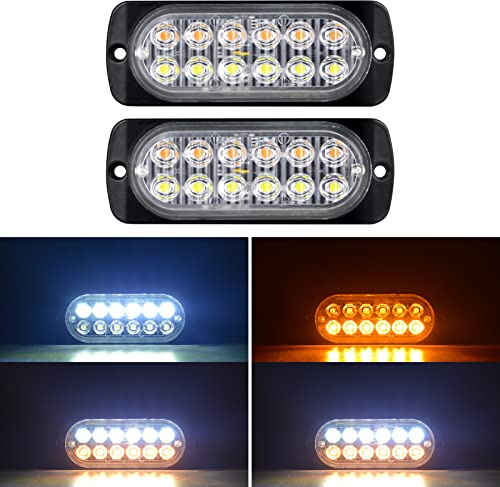 Willpower Feu de Penetration Lumière Stroboscopique 12V 24V Jaune Blanc | Feux Flash Avant Voyant D’Alarme Urgence Clignotants Barre D'avertissement pour Auto Voiture Véhicule Tracteur Camion
