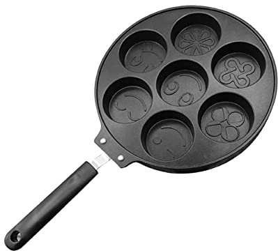 Pancake Pan Non Stick Smiley Faces Crepes Pancake Pan 19.5 Cm Non Stick,Induction Safe 4 Eggs Fry Pan,Mini Crepe,Pancakes