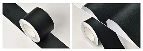 VisitRyl Peel and Stick Wallpaper Borders Self-Adhesive for Bathroom Wall Border Sticker Home Ceiling Decorative Border for Living Room Kitchen Black Matte 5cm X 500cm