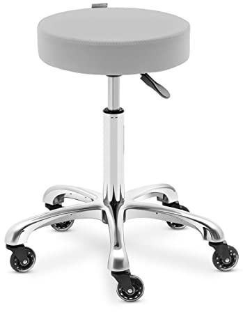 Physa Worcester Light Gray Rollhocker Hellgrau 54-72 cm Rollhocker höhenverstellbar Friseurhocker Kosmetikhocker