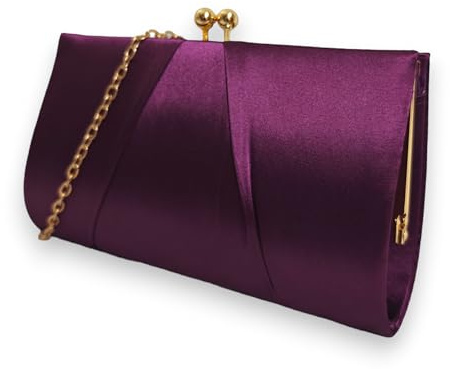 UShopUK Pochette in raso da sposa, ballo di fine anno, matrimonio, sera, festa, borsetta a mano