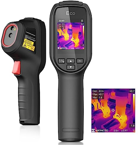 Cámara termográfica HIKMICRO SuperIR Resolución IR de 240 x 240/9216 píxeles Frecuencia de actualización de 25 Hz, termómetro de -20 °C a 550 °C, cámara térmica de mano compacta ECO con puntero láser