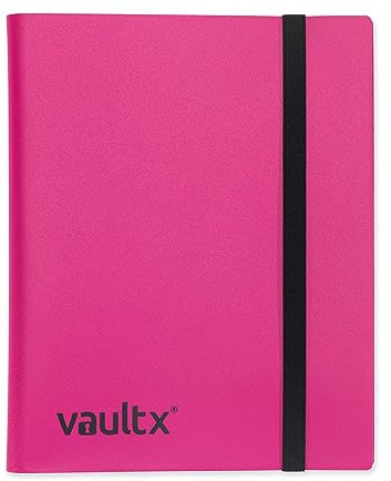 Vault X Álbum Estándar con Correa, para 360 Cartas Coleccionables, 9 Bolsillos, 20 Páginas de Carga Lateral (Rosa)
